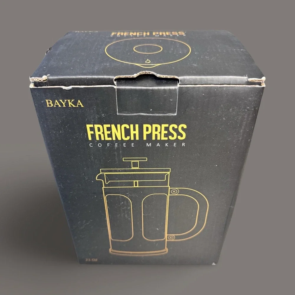 BAYKA 34 Ounce 1 Liter French Press Coffee Maker, Glass Classic Copper Press